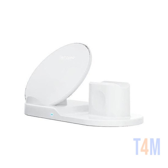 3 EM 1 CARREGADOR RÁPIDO SEM FIO N30 PARA TELEFONES APPLE/SMARTWATCH/AIRPODS BRANCO